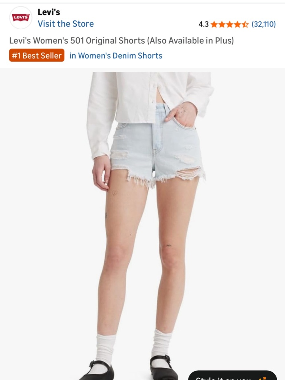 Levi's Light Blue Distressed Women's Denim Shorts